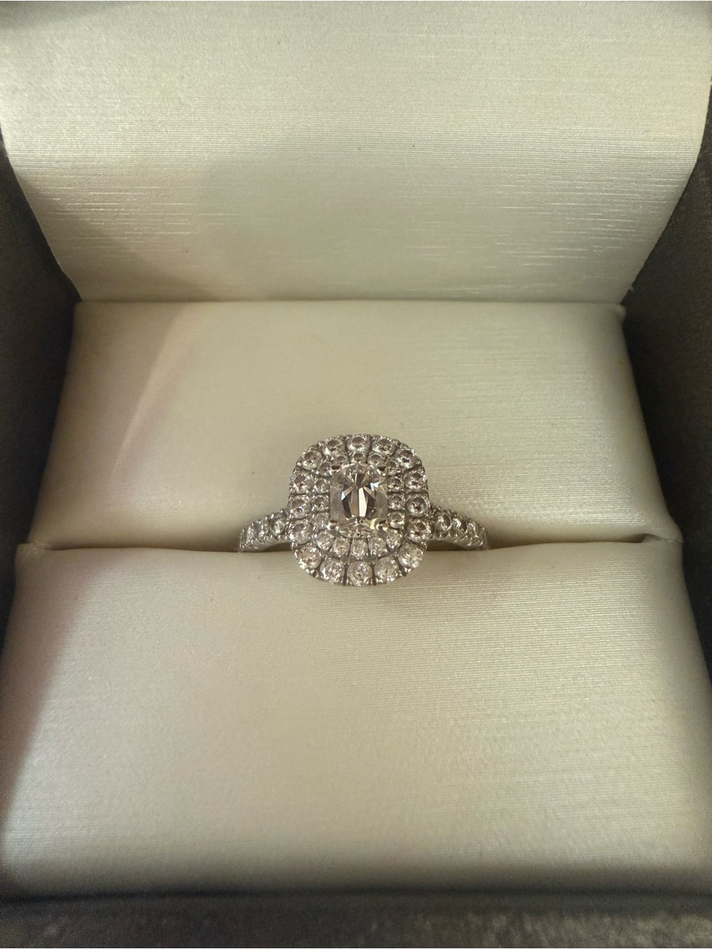 14KW Double halo engagement ring size 7